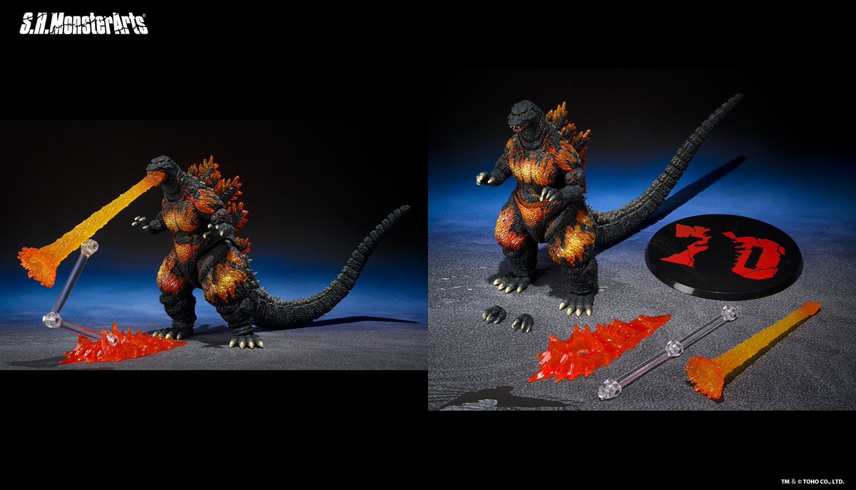 godzilla_jp's tweet image. 【お知らせ】
『ゴジラVSデストロイア』より
「S.H.MonsterArts ゴジラ (1995) 70周年特別記念Ver.」が
全国の店頭にて7月26日(土)新発売!
詳細は→ tamashiiweb.com/item/15223/
#酒井ゆうじ 氏原型・彩色・造形プロデュース!放射熱線エフェクトや専用台座が付属。
#モンアツ #ゴジラ #Godzilla