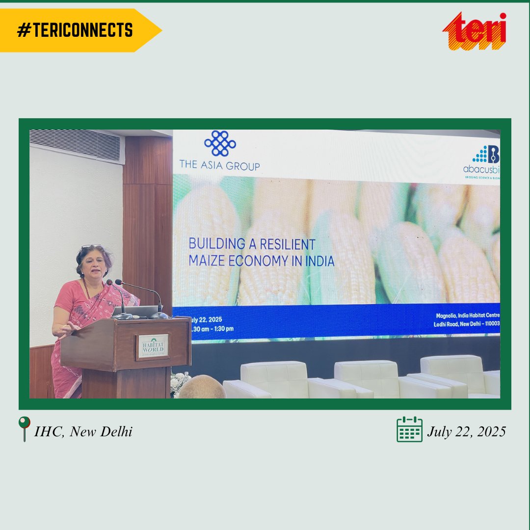 teriin's tweet image. Director General of TERI, @DrVibhaDhawan, delivered the keynote address at the launch of the report 'Potential Impacts of Allowing Genetically Modified Maize Production and Imports in India,' authored by @AbacusBioNZ. She also launched the report, along with Tom Kirk and…