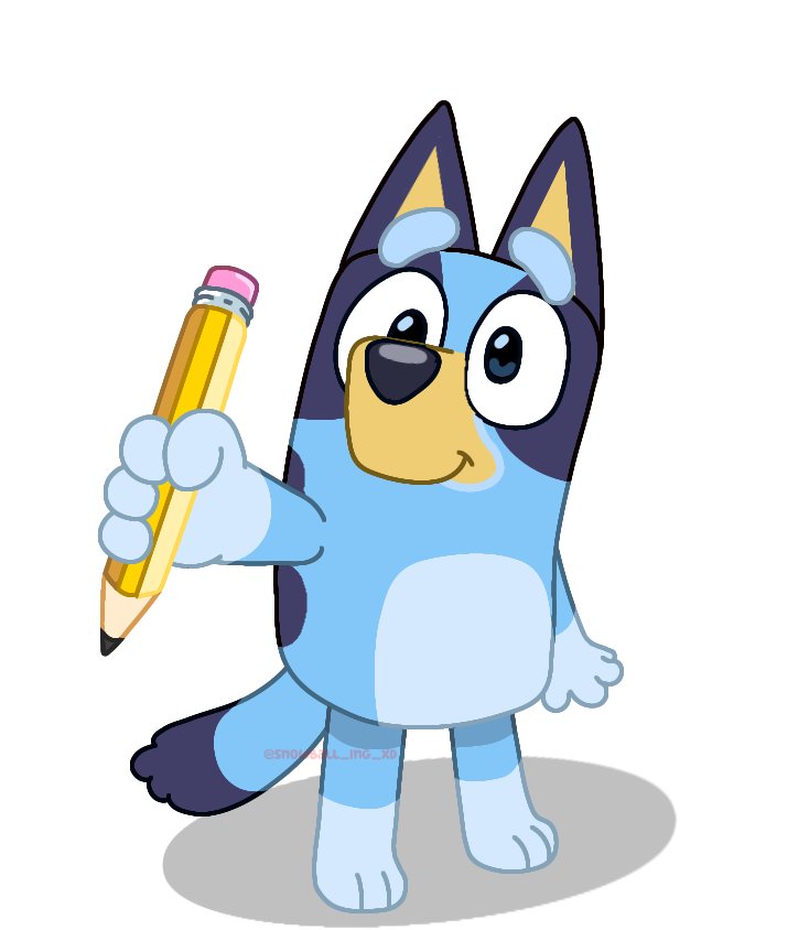 Bluey is here to give you this pencil so you can keep creating those great works of yours! 💙🩵
If you can, say Thank You to her

#bluey #blueyfanart #blueytwt