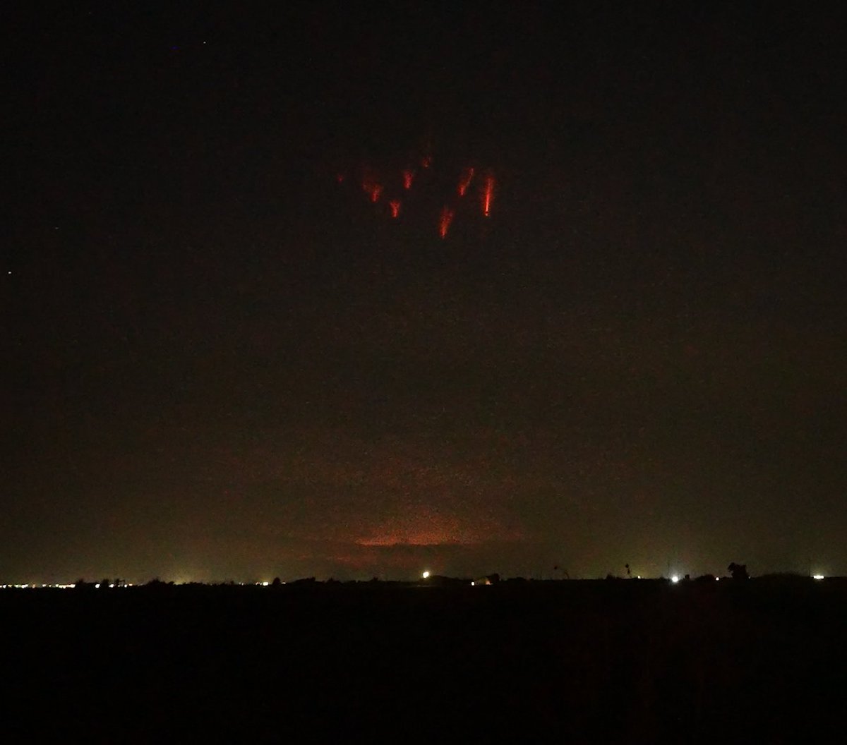 The storms were spitting out sprites as well. Taken from central Oklahoma.