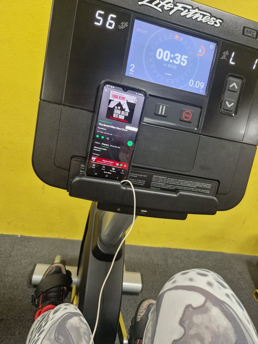 True crime and cardio this morning at the gym. <a href="/emmakennytv/">Emma Kenny</a>, your book is essential listening xxx
