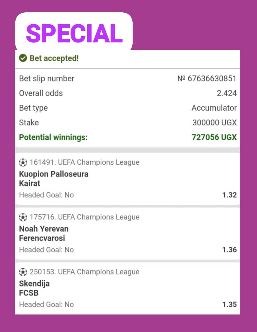 Todayz_Pick's tweet image. TUESDAY SPECIAL SLIP.................
"Champions League Is Back"
TOTAL ODDS: 2+🔥
MARKET; No headed Goal to be Scored
FANSPORT CODE: 2EAEE
Register here 👇
cutt.ly/vrI8aK1w