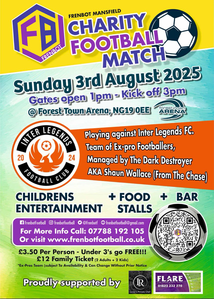 CraigFrench2's tweet image. Tickets on sale now ! DM if you wish to buy . @FrenbotF take on @interlegendsfc at the home ground of @AFCMansfield . Money raised will towards @DementiaUK , @JohneastwoodHos , @TheBHF and @SfhWard25
@Mansfield1032 , @TheShaunWallace