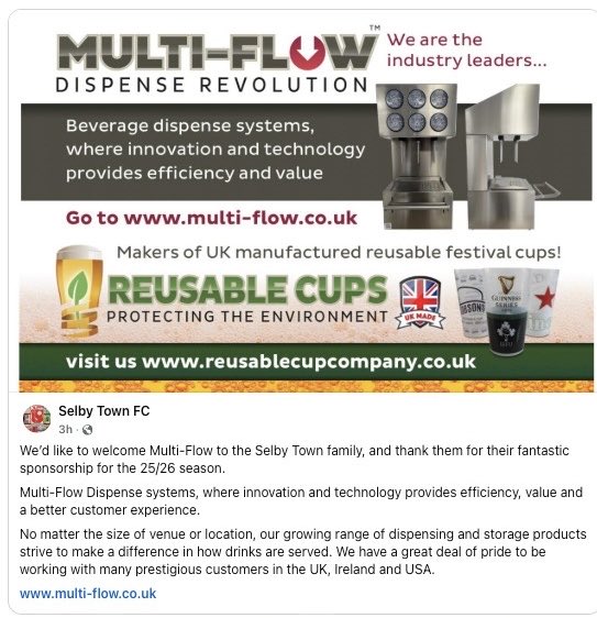 poppyashtree's tweet photo. #Selby Town  FC #Football #MultiFlow Dispense Systems … great to see sponsorship for Shelby Town FC … https://t.co/IOeUts3HmF