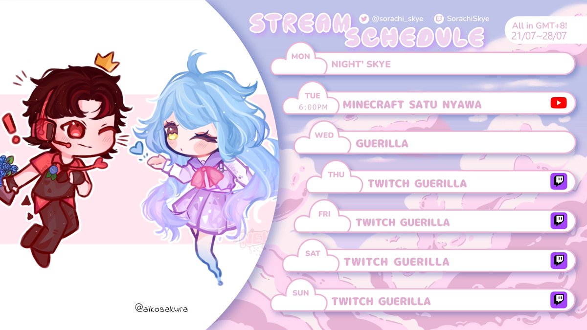 🌦️WEEKLY WEATHER🌦️

⛅️We're going on a date! TO FIGHT DRAGONS~
⛈️X4 We're gonna try and PUSH for PARTNER on Twitch!!! Let's try our best together~💖

Art | @/aikosakura tiktok.com/@nekoyakii_?_t… 💖

#skyeonair #ENVtuber