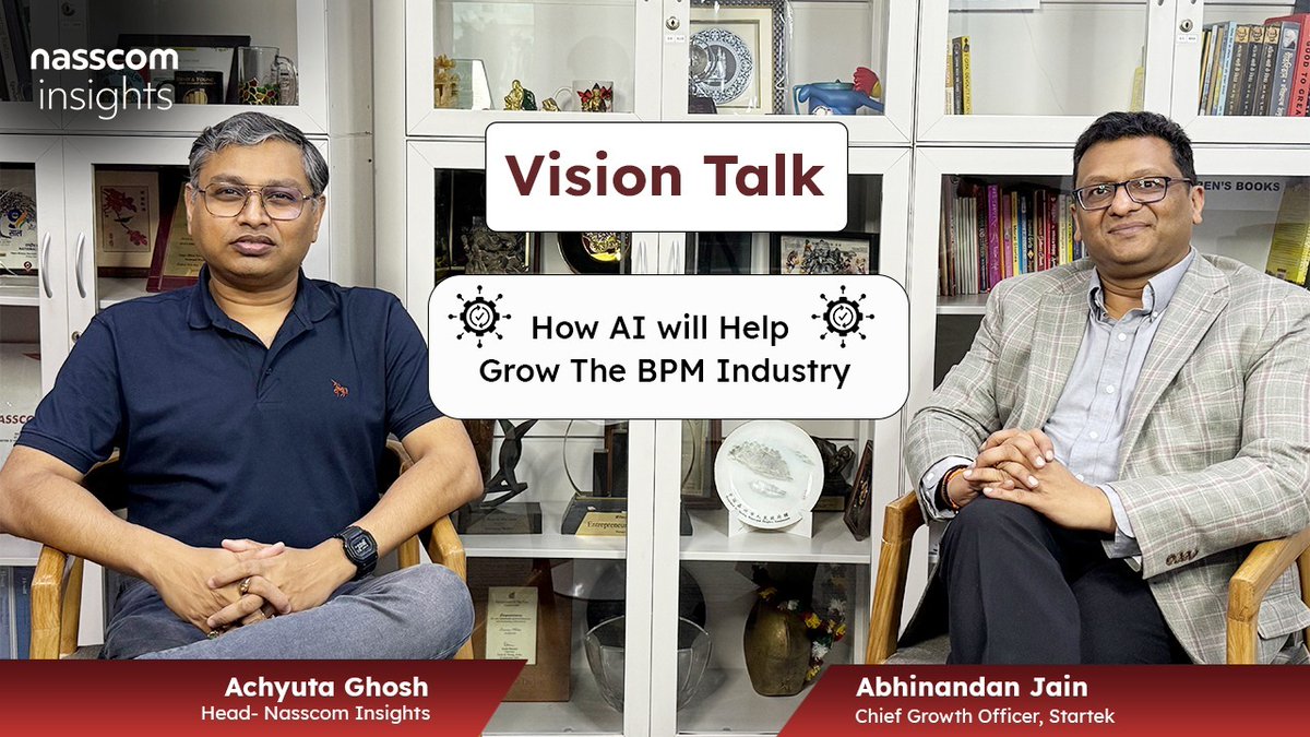 NasscomR's tweet image. 🎙️ The latest @nasscom  #VisionTalk features Abhinandan Jain, Chief Growth Officer at @STARTEKGlobal , as he shares his take on the role of AI in Business Process Management (BPM)!

We delved deep into critical questions shaping the industry, including:

📌 Strategic AI…