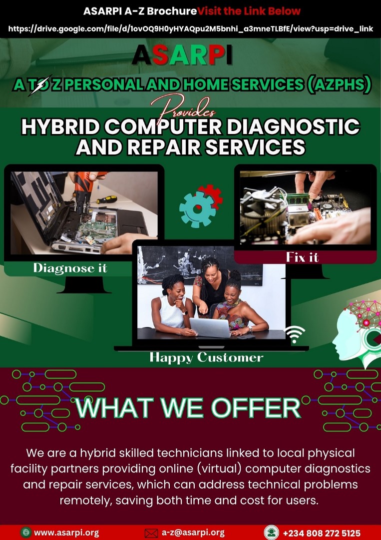 AsarpiB5389's tweet image. 💻 Need quick computer fixes? ASARPI offers hybrid diagnostic & repair services—remotely or in-person! Save time & money with expert techs. 🛠️
🌐 asarpi.org
📞 +234 8082725125
#TechSupport #ComputerRepair #RemoteHelp #ASARPI #FixIt