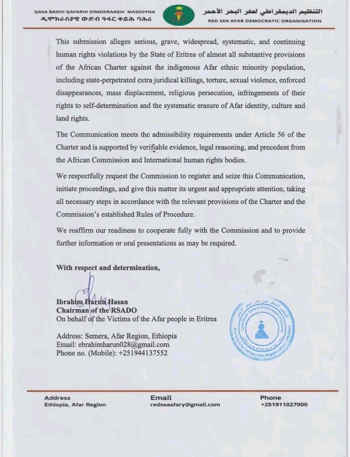 #Press_Release 
..
..
...
Red Sea Afar Development Organization ( Rsado )