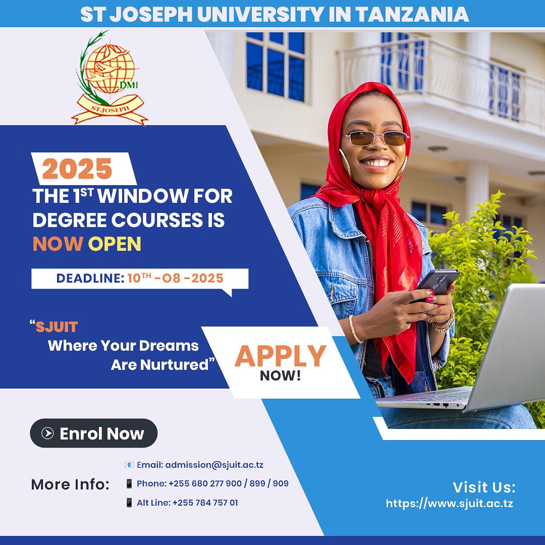 Sjuit_tz's tweet photo. APPLY NOW!!!

Visit our website https://t.co/G3Vk2i4ata

📞0680 277 900/899/909
📞0784 757010

“Where Your Dreams Are Nurtured” https://t.co/XV7S3qs6Bg
