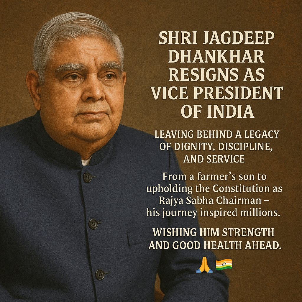 guptchhar's tweet image. Shri Jagdeep Dhankhar - From a farmer’s son to upholding the Constitution as Rajya Sabha Chairman — his journey inspired millions.