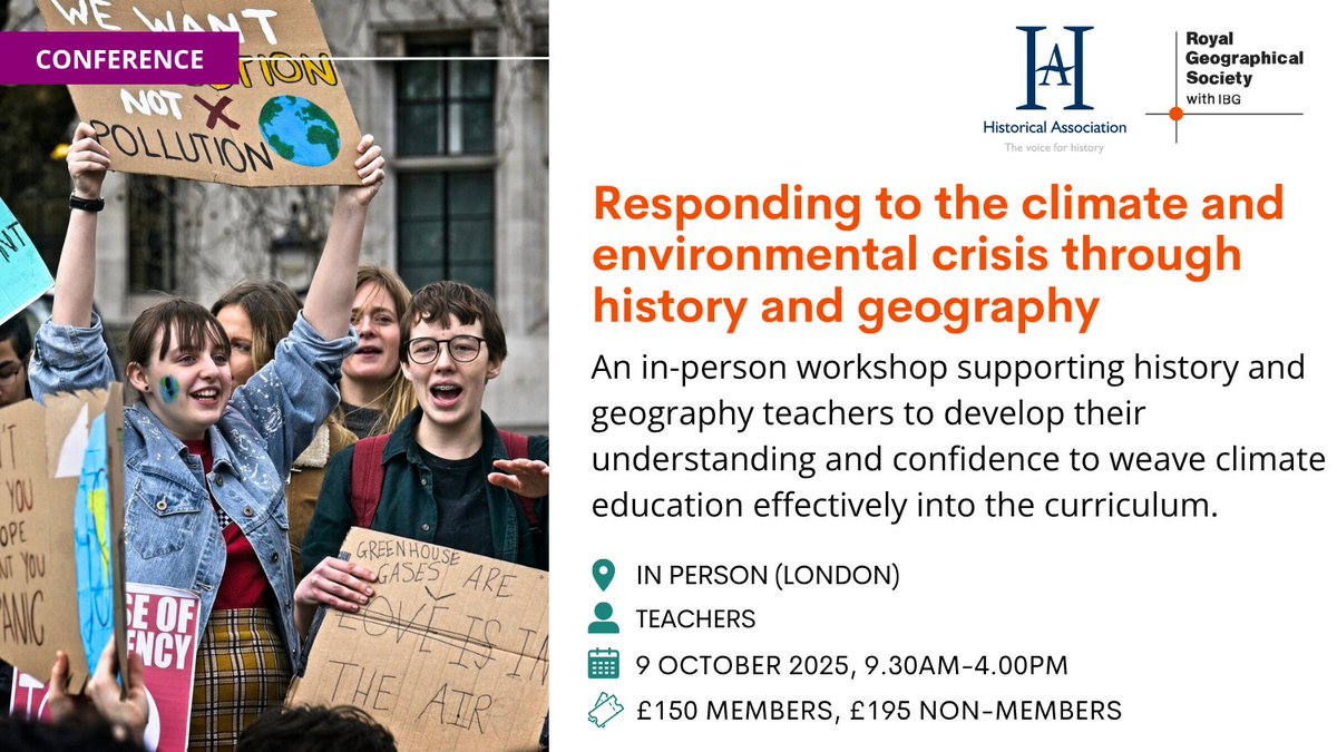 RGS_IBGschools's tweet image. Understanding climate change is more urgent than ever - but how to we teach it in an already packed curriculum?
Join us for this CPD with @histassoc to hear ideas and strategies to support climate education in schools.
👉ow.ly/lZX550Wm7nx
#ClimateEducation #CPD