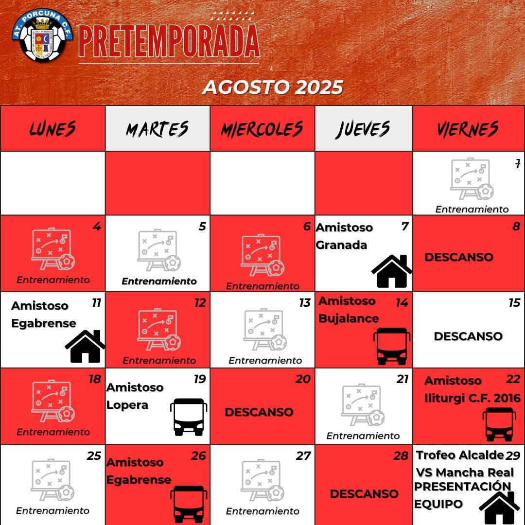 Se acerca el inicio de la pretemporada que hemos preparado para nuestro equipo. 

Todos juntos disfrutaremos de estos fantásticos partidos y de los entrenamientos, os esperamos! 

Vamos Atleti ! ❤️🤍❤️