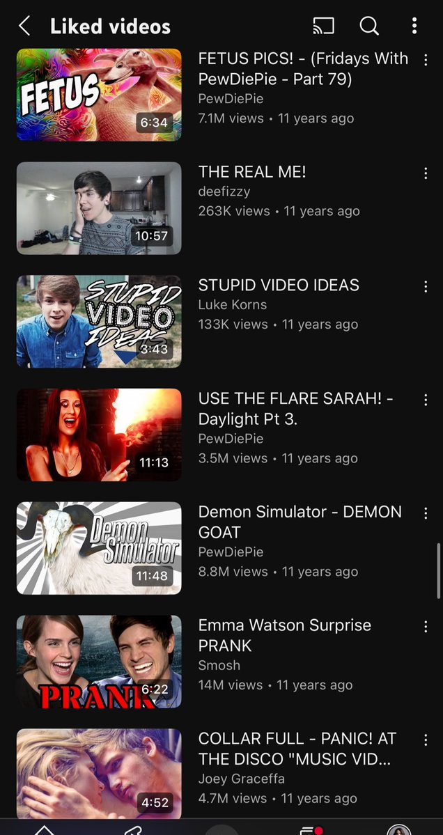 doomglivision's tweet image. i don’t really like youtube videos so my liked videos on youtube is a glimpse into the past