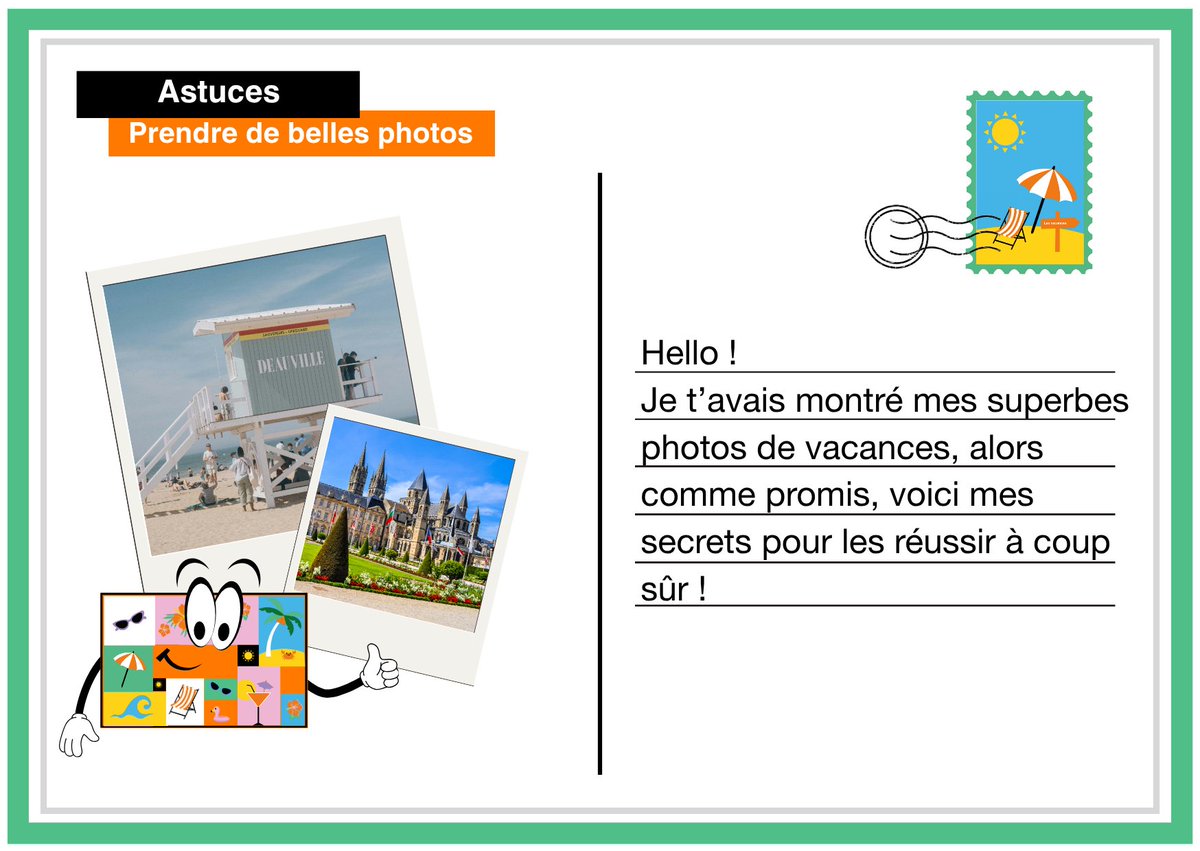 [ CARTE POSTALE 📬] 

📷 Vacances = souvenirs photos !

Envoyez du lourd avec vos plus beaux clichés de l’été grâce à votre téléphone. 📱 

Voici nos conseils de pro : 👉 oran.ge/3Ilu9Zj 👈