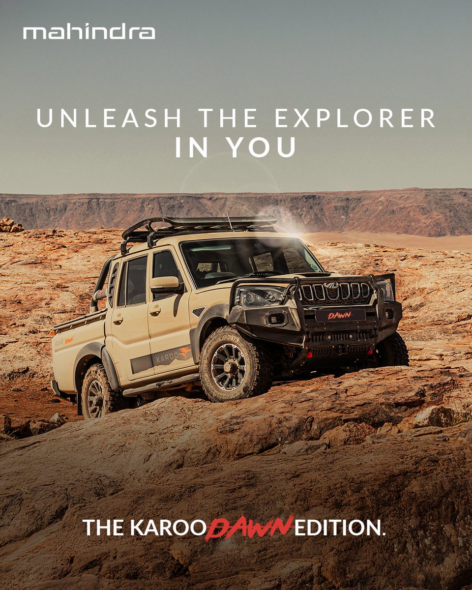Mahindra_SA's tweet image. Start your day the authentic way in the Mahindra Pik Up Special Edition Dawn.
With 4WD, off-road bumpers, leather seats, and a 9” infotainment system, it’s built for new journeys every day.
Learn more: tinyurl.com/69eskrhy
#MahindraSA #AuthenticBakkies #PikUp #Dawn