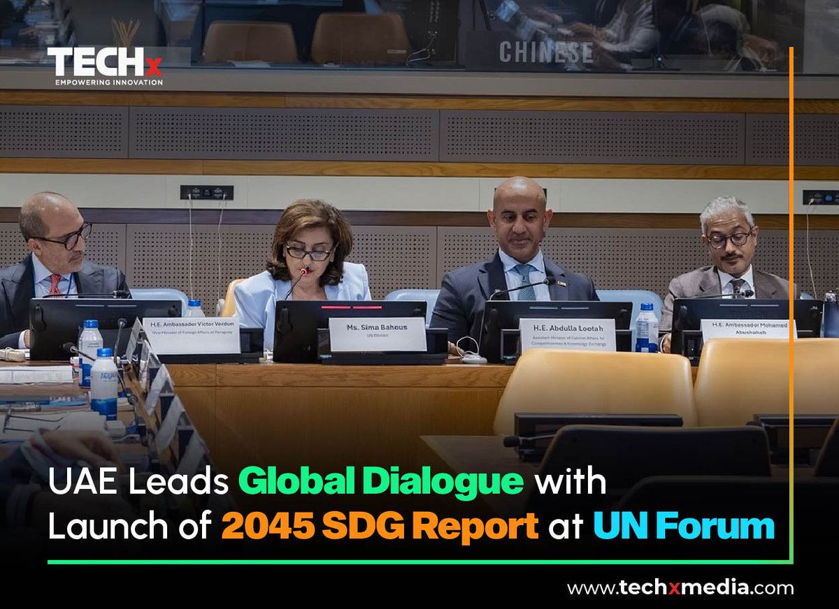 TECHxMediaUAE's tweet image. 🇦🇪 The UAE has officially launched its 2045 SDG Report at the UN’s #HLPF2025 in New York!
Titled “Envisioning 2045,” the report sets 5 forward-focused priorities:
🔹 Redefining SDGs
🔹 Future-proofing societies
🔹 Strengthening global cooperation
🔹 Accelerating transformation…
