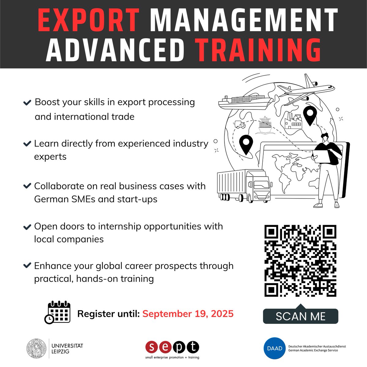 Join our hands-on Export Management Advanced Training (EMAT) 2025. Register until September 19! wifa.uni-leipzig.de/en/sept-compet…