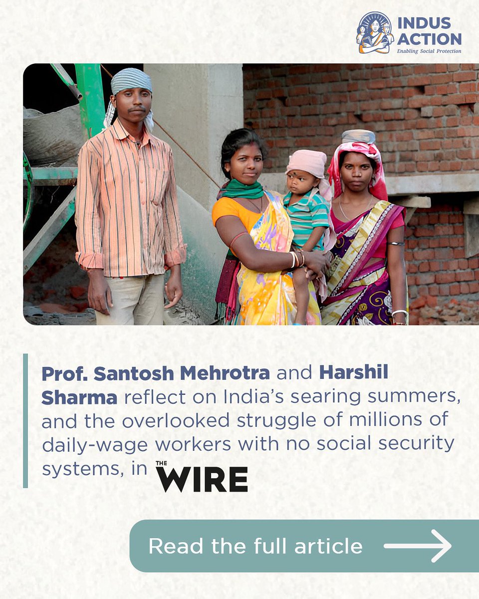 India’s rising heatwaves are endangering informal workers &amp; the economy. Harshil Sharma, Director of Government Relations at Indus Action &amp; Labour economist Santosh Mehrotra call for urgent responsive policies in <a href="/thewire_in/">The Wire</a> . 

Read the article: thewire.in/health/the-sco…