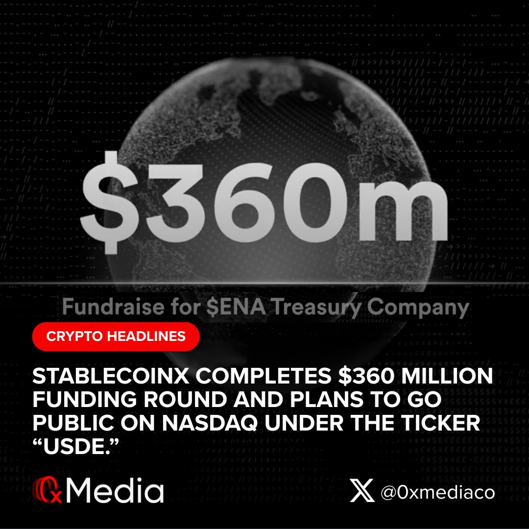 0xmediaco's tweet image. StablecoinX完成$3.6亿融资,开启ENA大规模回购计划
@stablecoin_x 宣布完成 $3.6 亿融资,计划以代码 “USDE” 在纳斯达克上市,并回购 $ENA 代币。
此次融资由 @dragonfly_xyz 等机构参与, @ethena_labs 将贡献价值$6000 万的 $ENA,StablecoinX 将动用 $2.6 亿现金净额回购 $ENA。
回购将在未来 6…