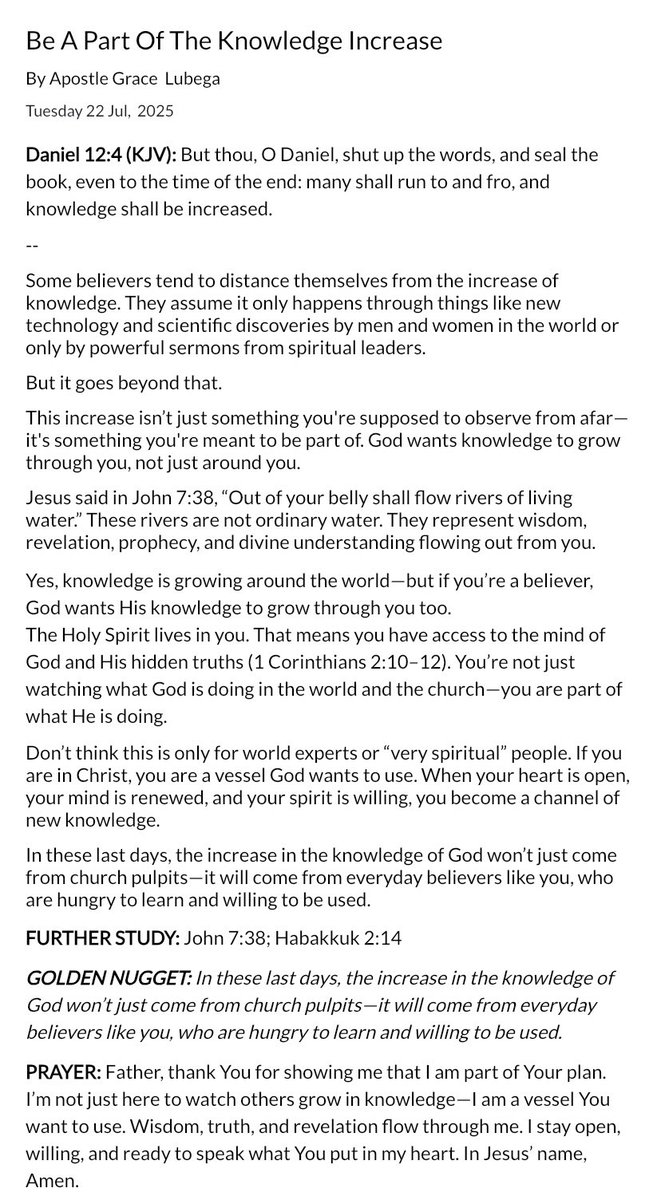 Shivanlinda1's tweet image. Good morning.
Here’s the devotional for today.
“Be A Part Of The Knowledge Increase”.