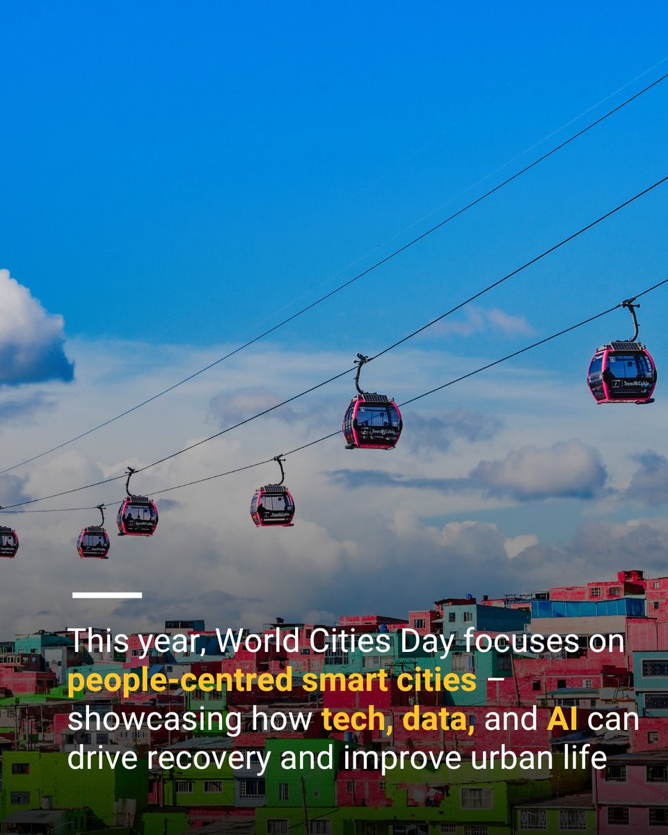 UNHABITAT's tweet image. It’s official: Bogotá, Colombia will host the Global Observance of #WorldCitiesDay 2025!
This year’s theme "people-centred smart cities" spotlights how tech, data, and AI can improve urban life, enhance participation, and build resilience.
Learn more: loom.ly/n6ZARY4