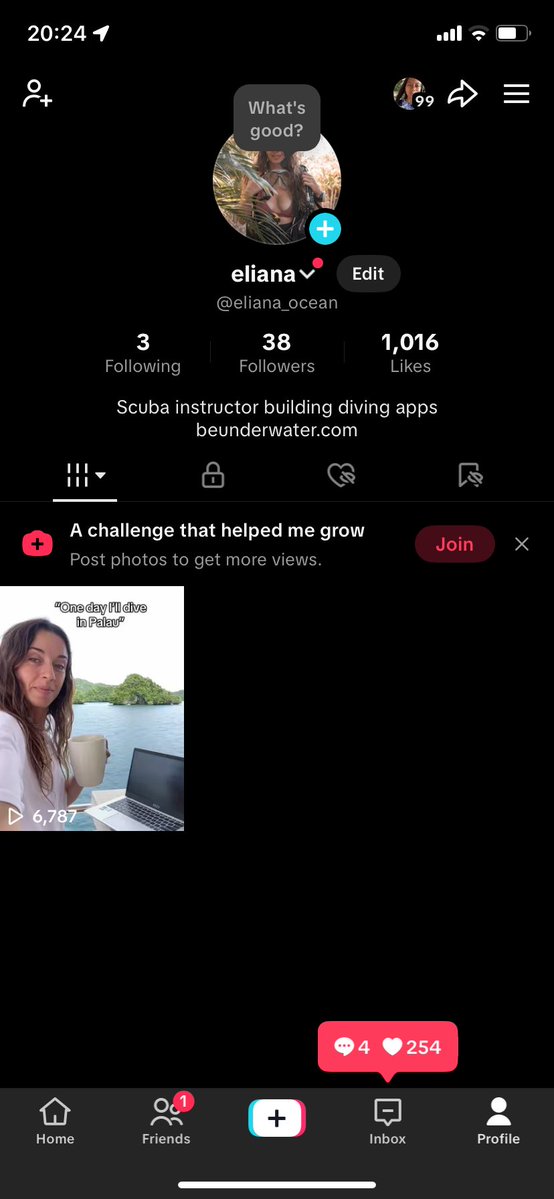 eliana_jordan's tweet image. I’m testing @cluely ‘s TikTok strategy.
Been posting for months on my main BeUnderwater account — never blew up.
2 days ago, I created one under my name, focused on diving + viral hooks.
First video: blew up.
Next step? A third account just copying viral videos.
Interested in how…