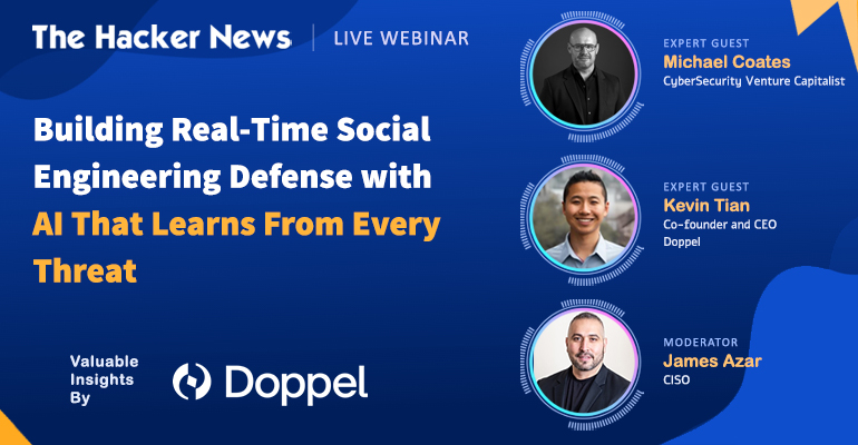 TheHackersNews's tweet image. 🚨 Attackers are impersonating you—with AI.
From deepfakes to fake LinkedIn accounts, social engineering is now real-time and relentless.
Join cybersecurity leader Michael Coates and @DoppelHQ CEO Kevin Tian to learn how AI can fight back → thehacker.news/defeating-digi…