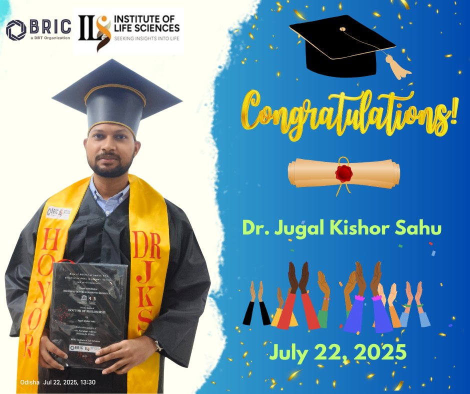 bric_ils's tweet image. Congratulations, Mr. Jugal Kishor Sahu, on successfully defending his PhD Thesis entitled “Role of POLD4 of human DNA polymerase delta in genome stability and carcinogenesis”, guided by Dr. Narottam Acharya!
All the best with your future endeavors, Dr. Jugal Kishor Sahu!
