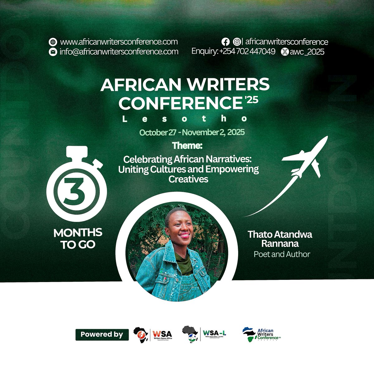 AWC2025's tweet image. This year's African Writers Conference is only 3 months away and we'll like to know what team you're on 馃憞馃徑
Team A: Attending physical
Team B: Attending virtually
Team C: Unsure
#AWC2025
#countingdown
#Lesotho