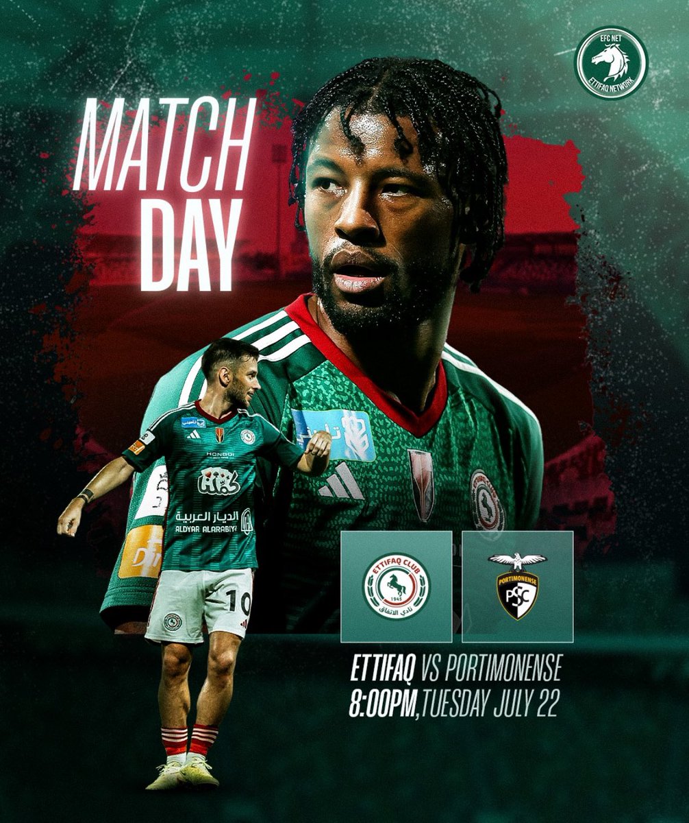 _rdoss96's tweet image. مواجهة ودية منتظرة هذا المساء!
📅 الثلاثاء، 22 يوليو 2025
⚽️ الاتفاق السعودي 🆚 بورتيمونينسي البرتغالي
🕗 الساعة 8:00 مساءً
كل التوفيق لفرسان الدهناء ❤️💚
Exciting friendly match tonight!
📅 Tuesday, July 22, 2025
⚽️ Al-Ettifaq 🇸🇦 vs Portimonense 🇵🇹
🕗 Kick-off at 8:00 PM
Best…