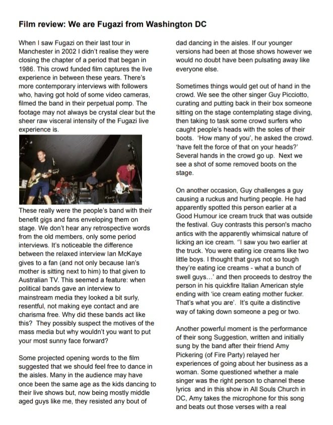 TblastZine's tweet photo. Film review from latest issue where gig experience was recreated fairly well in cinema: https://t.co/2c2wr3n3xa