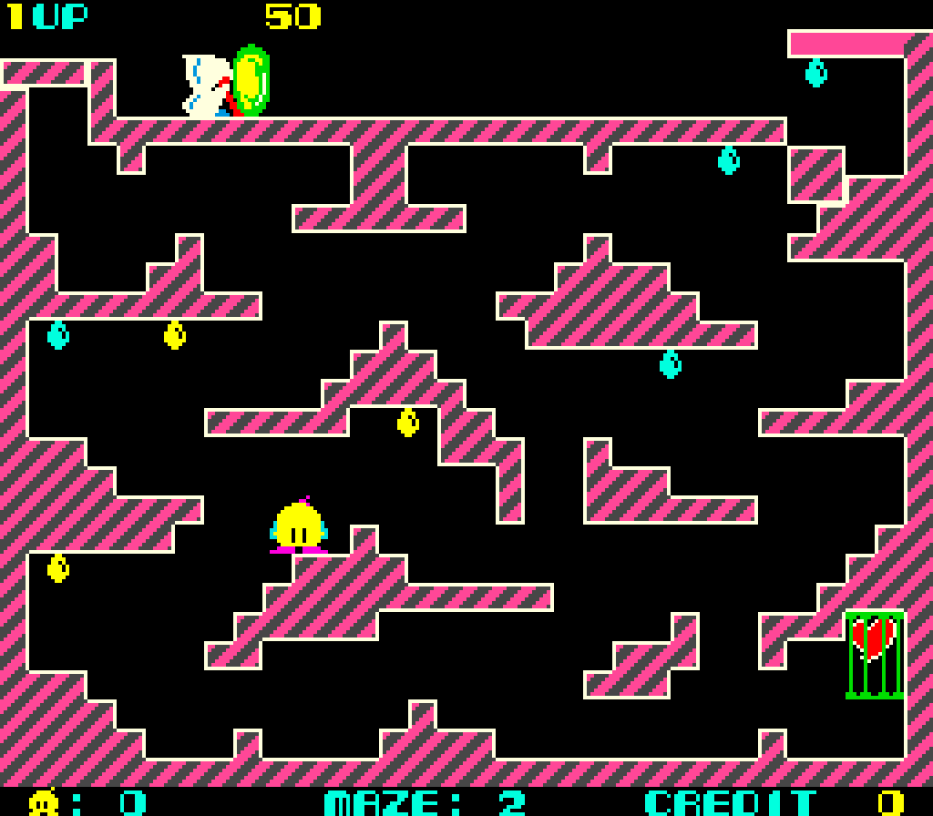 sir_top_and_hat's tweet image. Chack'n Pop on #Taito #arcade collection 1 on #evercade You play small yellow creature, Chack'n, with the objective being to retrieve hearts from a cave, while avoiding the enemies or use your ability to deploy bombs, which can kill enemies & bring bonuses at the end of the level