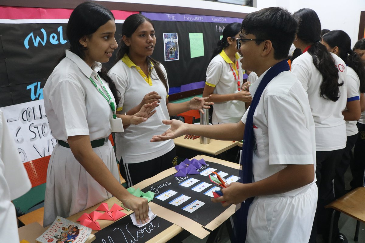 DPSSurat's tweet photo. As part of #LitOFest2025, DPSS students hosted a vibrant Language Flea, showcasing creativity in English & Hindi through interactive stalls, games & wordplay.
#DPSLanguageFlea #CreativeLearning #LanguageThroughAction #StudentVoice #LitOFest https://t.co/KPVVZZG8lp