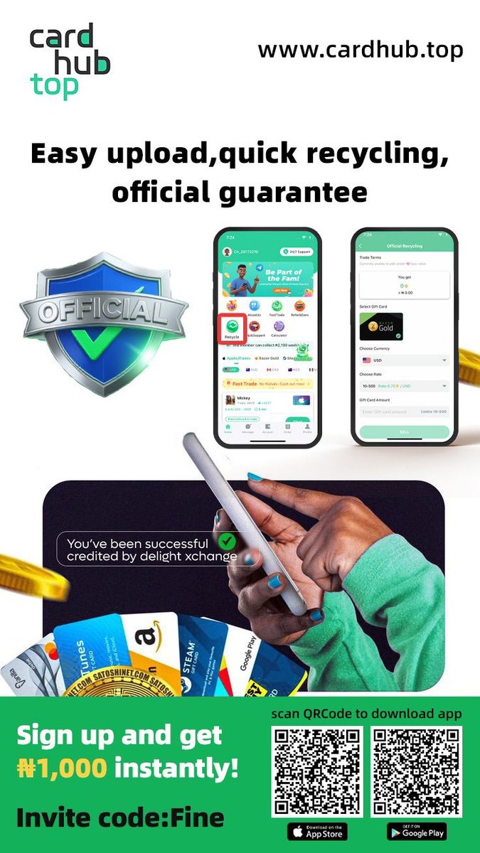 TemmyCakes_'s tweet image. 🎉 New Feature Alert at CardHubTop!
Official buyback, sell with confidence, funds arrive lightning fast!
Use cardhub.top now and enter invite code 👉 ‘Fine’ to start trading!