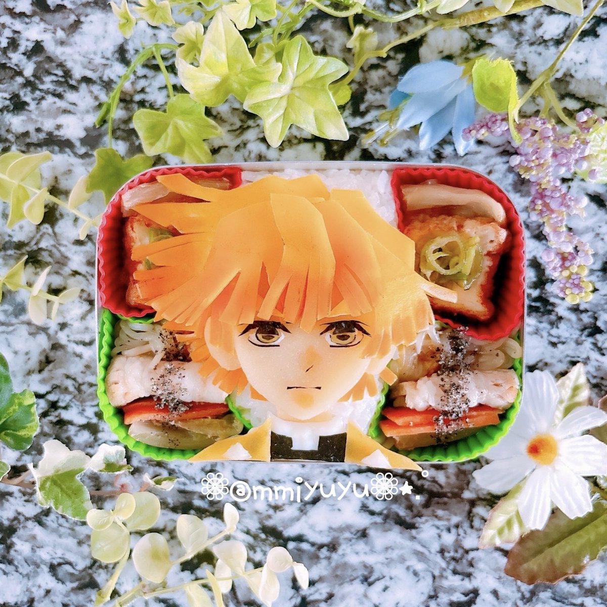 覚醒した善逸⚡️作ったよ🍳
#鬼滅の刃 #無限城編 #DemonSlayer 
無添加デコ弁🍙
（着色料・添加物・砂糖不使用）
#キャラ弁 #アニメ #anime