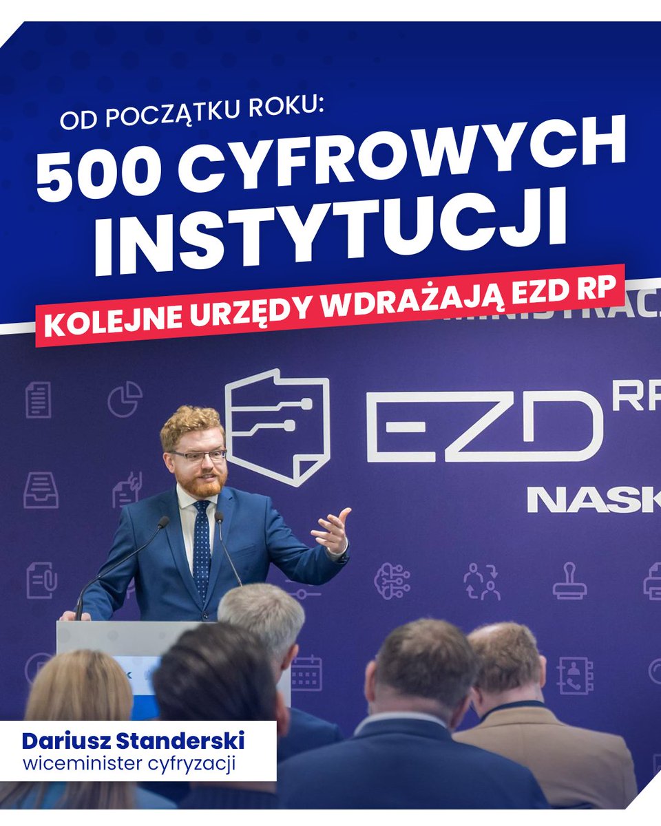 DStanderski's tweet image. Przez pół roku 500 urzędow rozpoczęło erę cyfrową!
Wdrożyły i uruchomiły nowoczesny system do zarządzania dokumentacją elektroniczną EZD RP. 👨💻🎉 Gratulacje dla zespołu @NASK_pl za fantastyczne tempo i zaangażowanie, a także brawa dla zespołów w instytucjach wdrażających. Słowa…