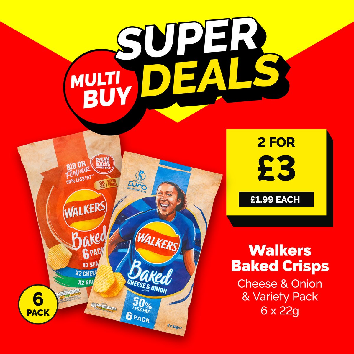 Poundstretcher1's tweet image. 💥 Get more for less with this week's epic Multibuy Offer 💥

 #walkerscrisps #multibuy #offer #poundstretcher