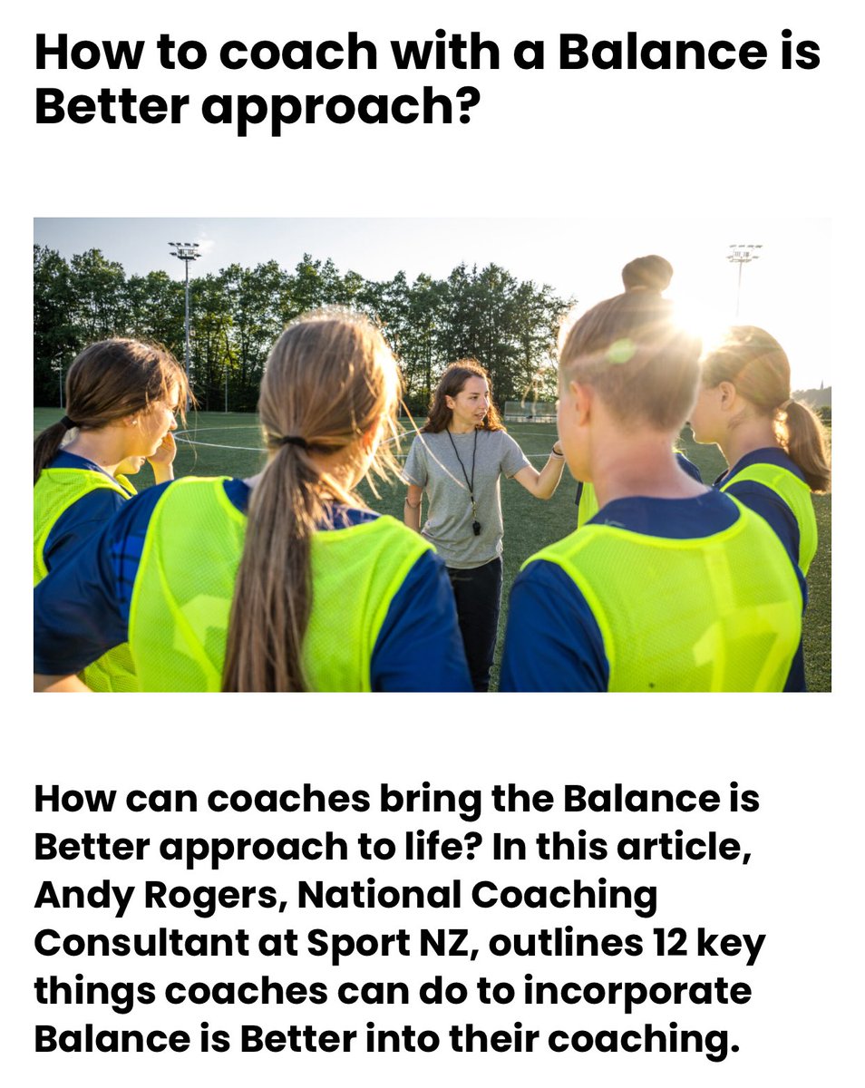 A nice article by Andy Rogers, with 12 tips for coaches to help find balance when coaching. 

balanceisbetter.org.nz/how-to-coach-w…