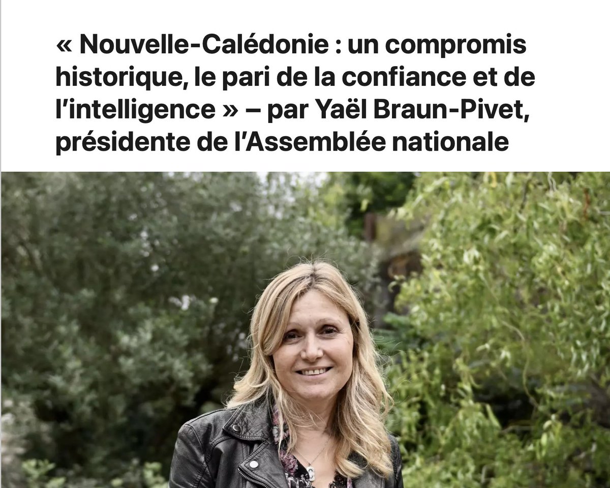 YaelBRAUNPIVET's tweet image. Le compromis de Bougival marque une avancée historique : un véritable accord de souveraineté calédonienne. Un pari de l’intelligence devenu pari de la confiance. Le Parlement sera au rendez-vous pour en assurer la pleine traduction démocratique.
🗞️ Ma tribune dans @lopinion_fr…