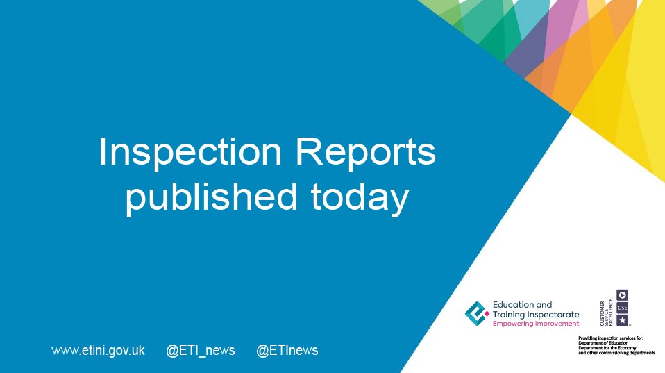 ETI_news's tweet image. Inspection reports for the following schools have been published today:

Rainbow Stop Playgroup, #Markethill
tinyurl.com/SoKFReport-Rai…

Kilrea Community Early Years
tinyurl.com/SoKFReport-Kil…

#nischools