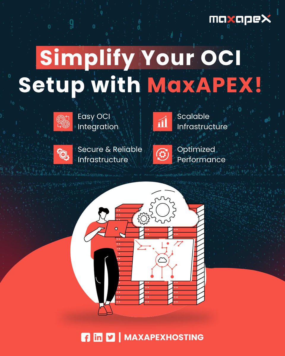 MaxApexHosting's tweet image. 🚀 Simplify your OCI setup with MaxAPEX! Enjoy easy integration, scalable infrastructure, and optimized performance – all with secure and reliable hosting. 🔗 maxapex.com/oci-services/

#OCI #MaxAPEX #CloudSolutions #lowcode #orclapex #OracleApex