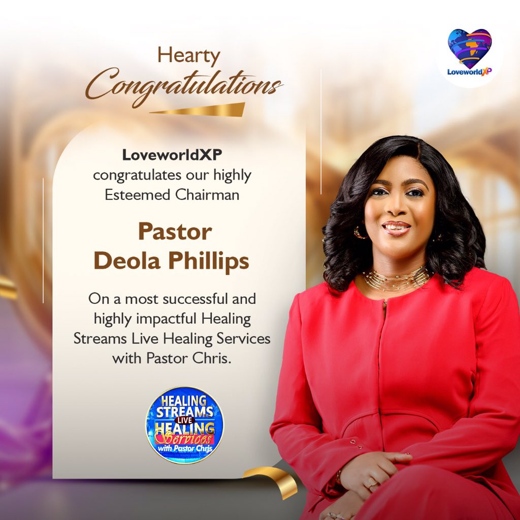 🎉 A Standing Ovation of Honor! 🎉

LoveworldXP congratulates our Highly Esteemed Chairman, Pastor Deola Phillips, on the phenomenal success of the Healing Streams Live Healing Services with Pastor Chris! 🌍🔥

👏 Congratulations on yet another glorious milestone!