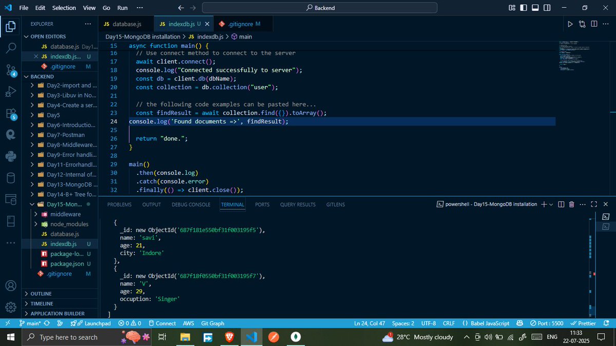 savita_gurjar30's tweet photo. Topic: Backend
Lecture 15: MongoDB Installation
@rohit_negi9
#CoderArmy #RohitNegiBhaiya #Backend #MongoDB #DatabaseInternals #LearningJourney https://t.co/bg0XGJLhbH