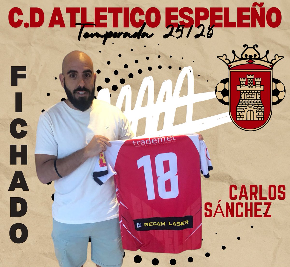 🧤⚽ ¡FICHAJE BAJO LOS TRES PALOS! ⚽🧤

¡El Atlético Espeleño refuerza su portería con la llegada de Carlos Sánchez!

Con 30 años y una sólida trayectoria, Carlos se une a nuestro equipo para aportar experiencia y seguridad en cada partido.