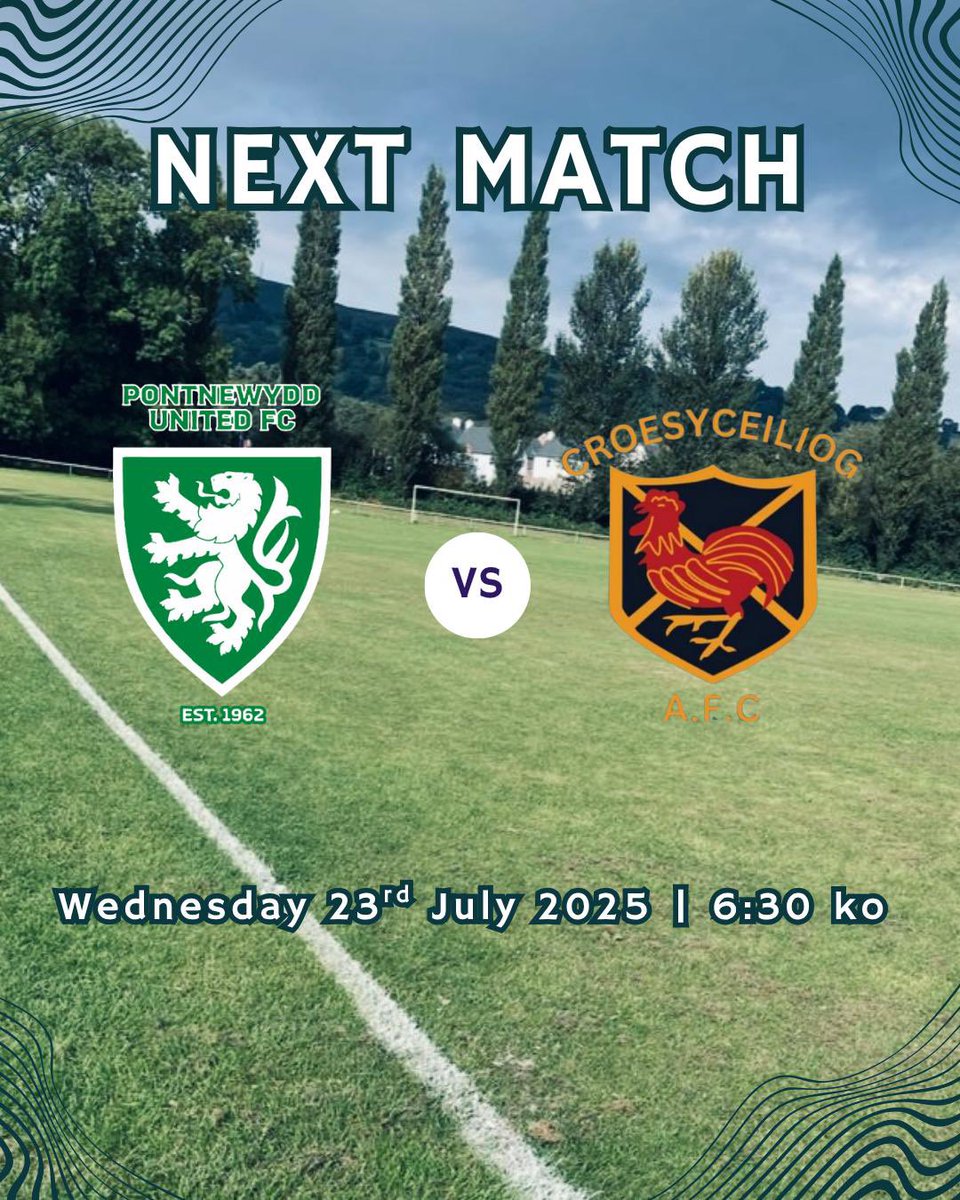 Pontnewydd United AFC (@pontnewyddutdfc) on Twitter photo Tomorrow evening we turn our attention to tomorrow’s game with another tough test against <a href="/croesyafc/">Croesyceiliog AFC</a>
Our 3rd pre season game and the lads are looking to keep up the good work in preparation for the upcoming season.
📍- Camp Newydd (NP44 1SB)
🕡 - 6:30pm
#UTN🔰 Tomorrow evening we turn our attention to tomorrow’s game with another tough test against <a href="/croesyafc/">Croesyceiliog AFC</a>
Our 3rd pre season game and the lads are looking to keep up the good work in preparation for the upcoming season.
📍- Camp Newydd (NP44 1SB)
🕡 - 6:30pm
#UTN🔰