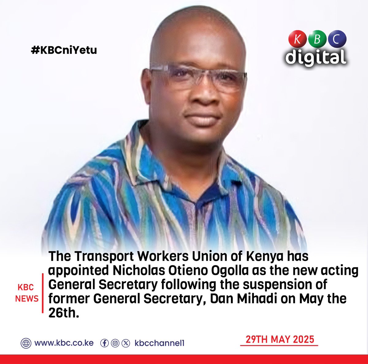 AtwoliEBs's tweet image. Ignore fake news by @Honeyfarsafi on our respected member @TAWU_Kenya. Dan Mihadi was dismissed as sg & should desist from using bloggers to fight a union that advocates for
safe working conditions, and collective bargaining in transport sector.
@AtwoliDza @COTU_K
#solidarity
