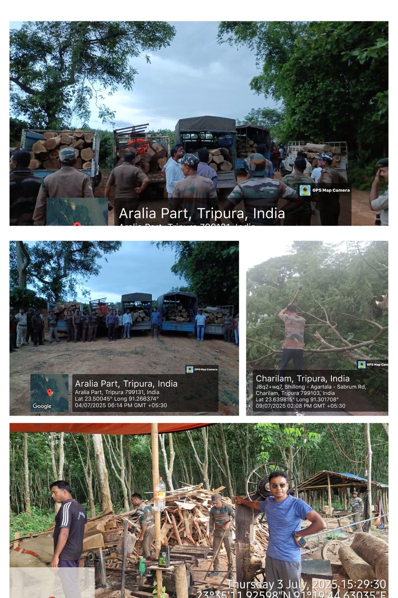 Glimpses of last fortnight patrolling activities including seizure of illegal round &amp; sawn timber,  sawmill, vehicle, sand and removal of illegal encroachment etc. at Dhalai, Sepahijala and South District, Tripura. #ForestProtection <a href="/mygovtripura/">MyGov Tripura</a> <a href="/tripura_cmo/">CMO Tripura</a> <a href="/animeshdb70/">Animesh Debbarma</a> <a href="/moefcc/">MoEF&CC</a>