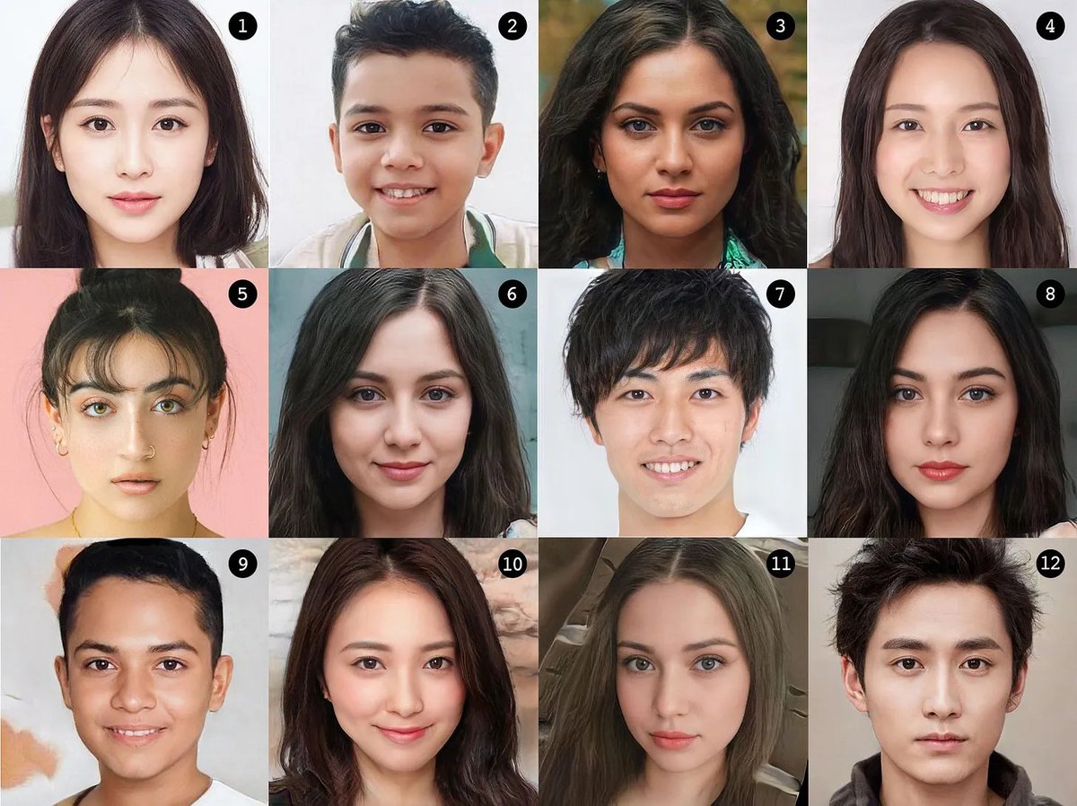 DanielTAdeyemi's tweet image. 12 faces. 11 are AI-generated. One is real. Can you spot it?
Credit: @imagenavi / Rei Namoto