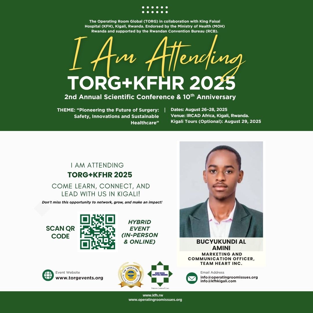 BUCYUKUNDi Al-amini (@bucyukundia) on Twitter photo Really excited to attend, <a href="/kfaisalhospital/">King Faisal Hospital Rwanda</a> <a href="/theORglobal/">The Operating Room Global</a> #TORGKFHR2025 #GlobalSurgery #SurgicalInnovation #SurgicalEducation #Kigali2025 #HealthcareLeadership #TORG #KFHR #IRCADAfrica Really excited to attend, <a href="/kfaisalhospital/">King Faisal Hospital Rwanda</a> <a href="/theORglobal/">The Operating Room Global</a> #TORGKFHR2025 #GlobalSurgery #SurgicalInnovation #SurgicalEducation #Kigali2025 #HealthcareLeadership #TORG #KFHR #IRCADAfrica