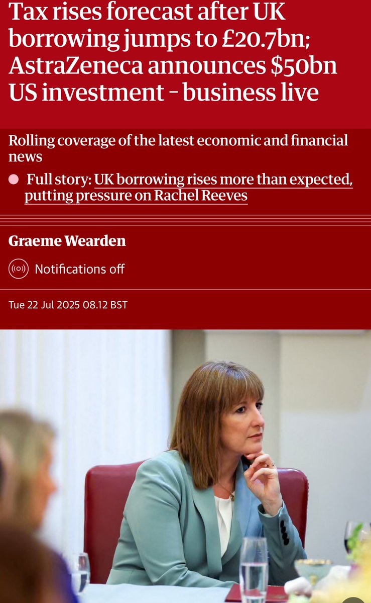 emmafildes's tweet image. The cost of government debt, spending on goods and services all led to a rise in borrowing but social benefit outgoings widened the debt hole further. This will undoubtedly result in an increase in taxes come autumn, leaving the public with little change in their pocket.
“There…